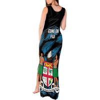 Fiji Rugby Tank Maxi Dress Flying Fijians Blue Palm Tree Version LT01 - Polynesian Pride