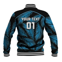 Custom Fiji Rugby Baseball Jacket Flying Fijians Blue Palm Tree Version LT01 - Polynesian Pride