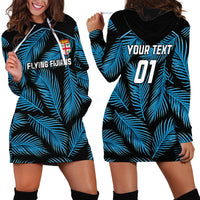 Custom Fiji Rugby Hoodie Dress Flying Fijians Blue Palm Tree Version LT01 - Polynesian Pride