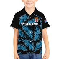 Custom Fiji Rugby Kid Hawaiian Shirt Flying Fijians Blue Palm Tree Version LT01 Kid Black - Polynesian Pride