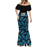 Custom Fiji Rugby Mermaid Dress Flying Fijians Blue Palm Tree Version LT01 - Polynesian Pride