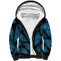 Custom Fiji Rugby Sherpa Hoodie Flying Fijians Blue Palm Tree Version LT01 Unisex Black - Polynesian Pride