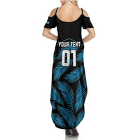 Custom Fiji Rugby Summer Maxi Dress Flying Fijians Blue Palm Tree Version LT01 - Polynesian Pride