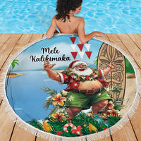 Hawaii Christmas Santa Claus Beach Blanket Mele Kalikimaka Tropical Beach LT01 - Polynesian Pride