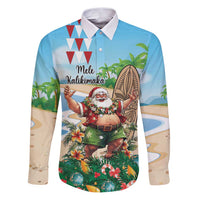 Hawaii Christmas Santa Claus Family Matching Puletasi and Hawaiian Shirt Mele Kalikimaka Tropical Beach