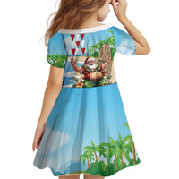 Hawaii Christmas Santa Claus Kid Short Sleeve Dress Mele Kalikimaka Tropical Beach LT01 - Polynesian Pride