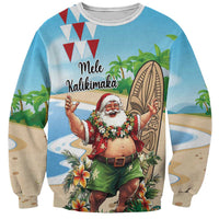 Hawaii Christmas Santa Claus Sweatshirt Mele Kalikimaka Tropical Beach