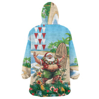 Hawaii Christmas Santa Claus Wearable Blanket Hoodie Mele Kalikimaka Tropical Beach