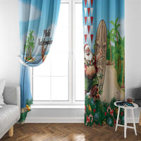 Hawaii Christmas Santa Claus Window Curtain Mele Kalikimaka Tropical Beach LT01 - Polynesian Pride