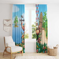 Hawaii Christmas Santa Claus Window Curtain Mele Kalikimaka Tropical Beach LT01 - Polynesian Pride