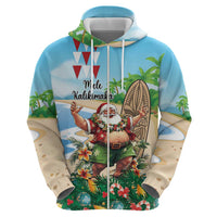 Hawaii Christmas Santa Claus Zip Hoodie Mele Kalikimaka Tropical Beach