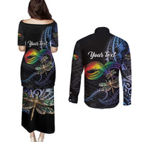 Personalised Polynesian Memorial Couples Matching Puletasi and Long Sleeve Button Shirt As Long As I Breathe You'll Be Remembered LT01 - Polynesian Pride