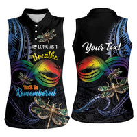Personalised Polynesian Memorial Women Sleeveless Polo Shirt As Long As I Breathe You'll Be Remembered