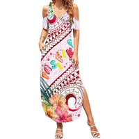 Pasifika Festival Summer Maxi Dress Tribal Pattern Tropical Style LT01 Women Pink - Polynesian Pride