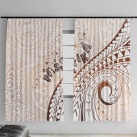 Pasifika Festival Window Curtain Vintage Tribal Pattern LT01 With Hooks Brown - Polynesian Pride