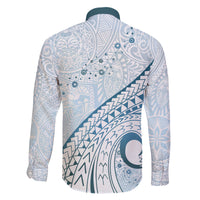 Pasifika Festival Family Matching Off Shoulder Long Sleeve Dress and Hawaiian Shirt Tribal Pattern Blue Version LT01 - Polynesian Pride