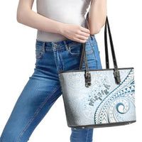 Pasifika Festival Leather Tote Bag Tribal Pattern Blue Version LT01 - Polynesian Pride