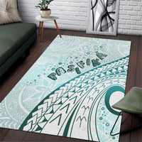 Pasifika Festival Area Rug Tribal Pattern Teal Version