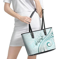 Pasifika Festival Leather Tote Bag Tribal Pattern Teal Version LT01 - Polynesian Pride