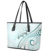 Pasifika Festival Leather Tote Bag Tribal Pattern Teal Version LT01 - Polynesian Pride