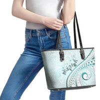 Pasifika Festival Leather Tote Bag Tribal Pattern Teal Version LT01 - Polynesian Pride