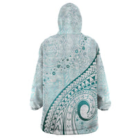 Pasifika Festival Wearable Blanket Hoodie Tribal Pattern Teal Version LT01 - Polynesian Pride
