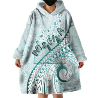 Pasifika Festival Wearable Blanket Hoodie Tribal Pattern Teal Version LT01 - Polynesian Pride
