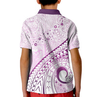 Pasifika Festival Kid Polo Shirt Tribal Pattern Lilac Version LT01 - Polynesian Pride