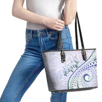 Pasifika Festival Leather Tote Bag Tribal Pattern Violet Version LT01 - Polynesian Pride