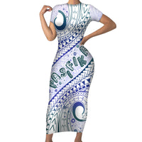 Pasifika Festival Short Sleeve Bodycon Dress Tribal Pattern Violet Version LT01 Long Dress Purple - Polynesian Pride