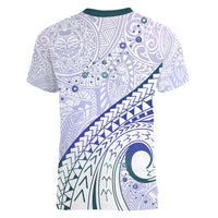 Pasifika Festival Women V Neck T Shirt Tribal Pattern Violet Version LT01 - Polynesian Pride