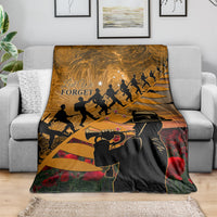 ANZAC Day 2024 Blanket Silver Fern With A Trumpet Soldier LT01 - Polynesian Pride