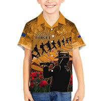 ANZAC Day 2024 Family Matching Tank Maxi Dress and Hawaiian Shirt Silver Fern With A Trumpet Soldier LT01 Son's Shirt Art - Polynesian Pride