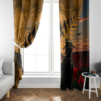 ANZAC Day 2024 Window Curtain Silver Fern With A Trumpet Soldier LT01 - Polynesian Pride