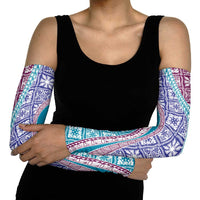 Hawaiian Quilt Pattern Arm Sleeves Purple Blue Color Mixed - Polynesian Pride