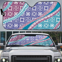 Hawaiian Quilt Pattern Auto Sun Shade Purple Blue Color Mixed - Polynesian Pride