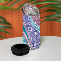 Hawaiian Quilt Pattern 4 in 1 Can Cooler Tumbler Purple Blue Color Mixed - Polynesian Pride