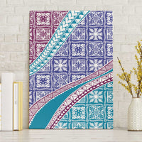 Hawaiian Quilt Pattern Canvas Wall Art Purple Blue Color Mixed - Polynesian Pride