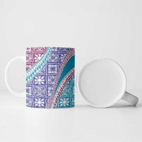 Hawaiian Quilt Pattern Ceramic Mug Purple Blue Color Mixed - Polynesian Pride