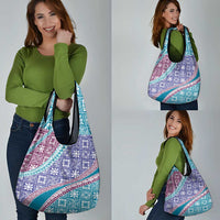 Hawaiian Quilt Pattern Grocery Bag Purple Blue Color Mixed LT01 - Polynesian Pride