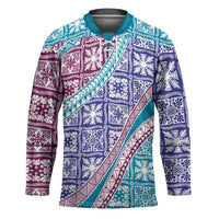 Hawaiian Quilt Pattern Hockey Jersey Purple Blue Color Mixed LT01 Unisex Purple - Polynesian Pride