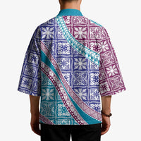 Hawaiian Quilt Pattern Kimono Purple Blue Color Mixed - Polynesian Pride