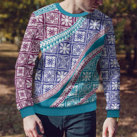 Hawaiian Quilt Pattern Ugly Christmas Sweater Purple Blue Color Mixed - Polynesian Pride