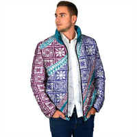 Hawaiian Quilt Pattern Padded Jacket Purple Blue Color Mixed - Polynesian Pride