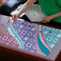 Hawaiian Quilt Pattern Puzzle Purple Blue Color Mixed - Polynesian Pride