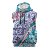 Hawaiian Quilt Pattern Sleeveless Zip Hoodie Purple Blue Color Mixed LT01 Purple - Polynesian Pride