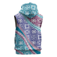 Hawaiian Quilt Pattern Sleeveless Zip Hoodie Purple Blue Color Mixed LT01 - Polynesian Pride