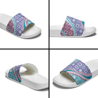 Hawaiian Quilt Pattern Slide Sandals Purple Blue Color Mixed LT01 - Polynesian Pride