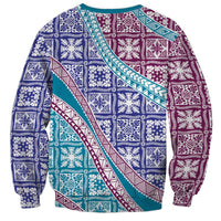 Hawaiian Quilt Pattern Sweatshirt Purple Blue Color Mixed - Polynesian Pride