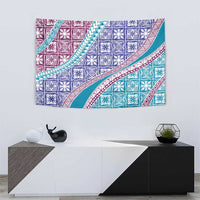 Hawaiian Quilt Pattern Tapestry Purple Blue Color Mixed - Polynesian Pride